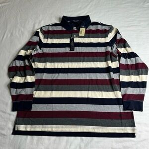 Daniel Cremieux Long Sleeve Striped Polo Lacrosse Shirt Mens Size XL Classic Fit